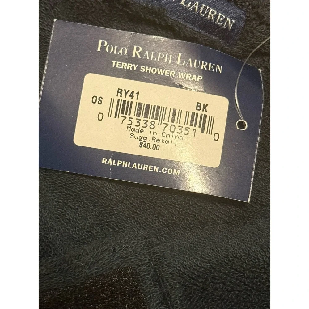 Polo Ralph Lauren Sauna Towel Bath Wrap Blue Hook & Loop Fastener Logo NWT